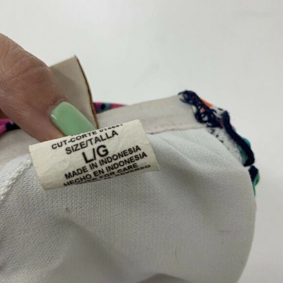 Hobie Bikini Top Colorful Funky Ruffle Halter Lrg - Picture 7 of 7